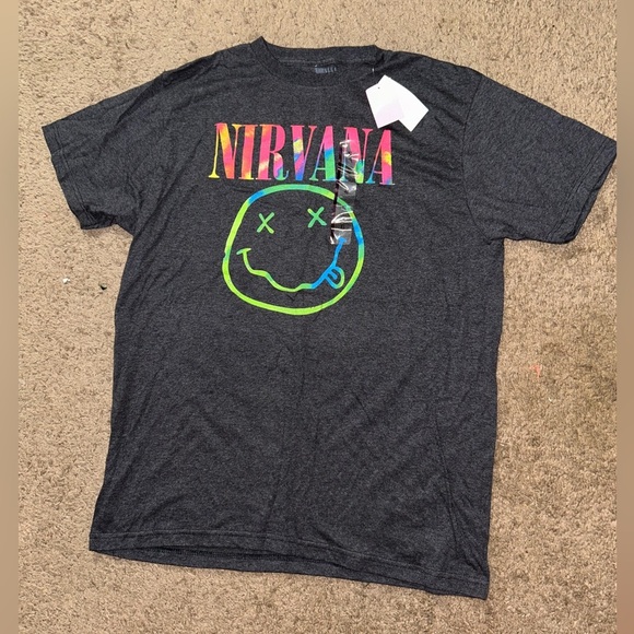 NIRVANA Dark Gray Tee with Vibrant Graphic - Picture 1 of 3